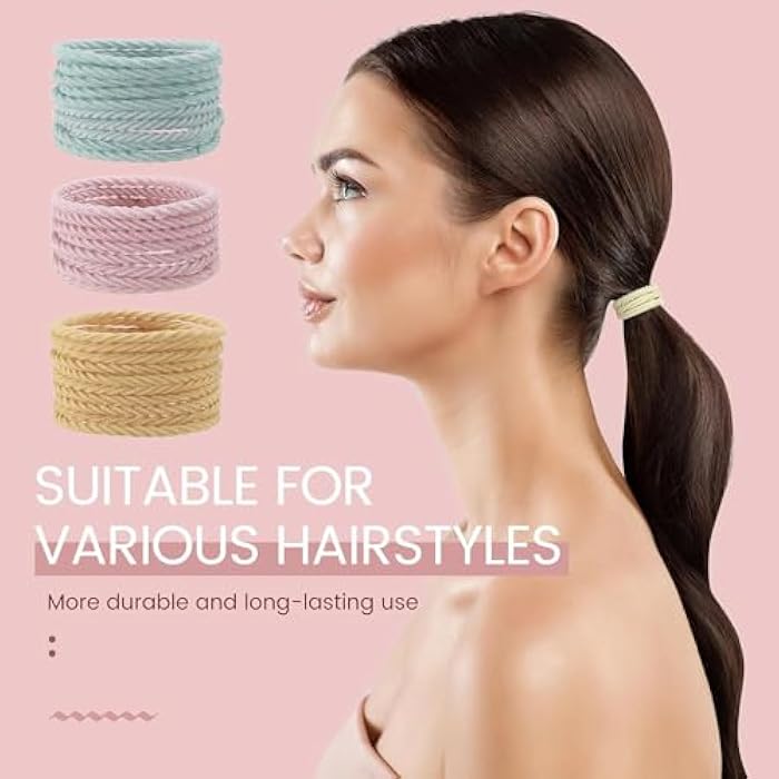 fashion mania Women Elastic Hair Tie, Simplicity Thread Ponytail Holders Hair Bands For Girls, 5 Colors No Damage Hair Accessories For Thin and Thick Hair/Pony Tails - Image 3